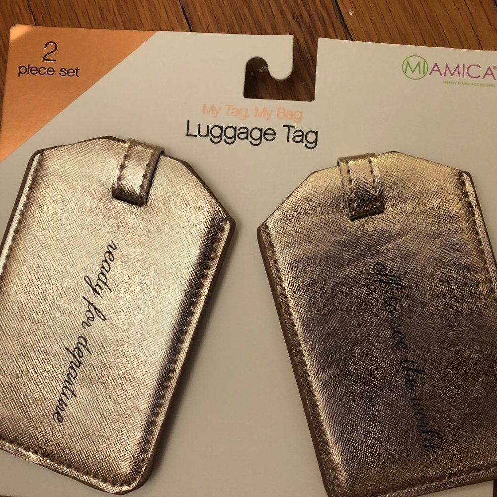 MiAmica 2 piece set of luggage tags shiny salmon